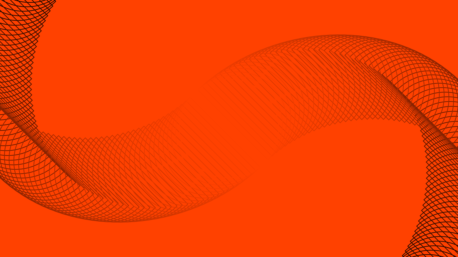 A vibrant orange background with an S shaped swirl made of mesh draped across the image.  