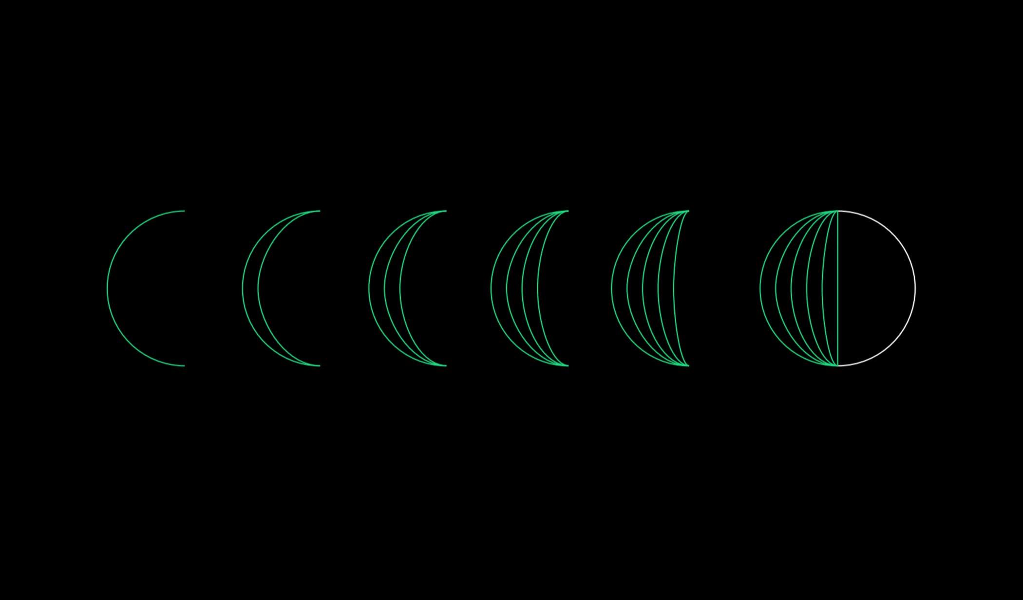 A series of green semi circles forming a sphere.    A series of green semi circles forming a sphere. 