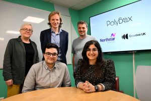 The PolyBox team with Creative UK's Carol Bell