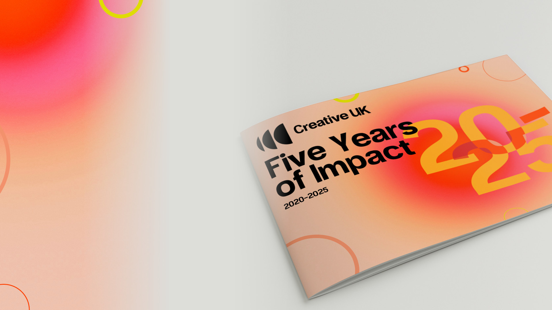 Image of report saying 'Five Years of Impact' Creative UK https://www.wearecreative.uk/wp-content/uploads/2026/02/annual-review-web-and-social-Website-hero-image-2.jpg https://www.wearecreative.uk/wp-content/uploads/2026/02/annual-review-web-and-social-Website-hero-image-2.jpg